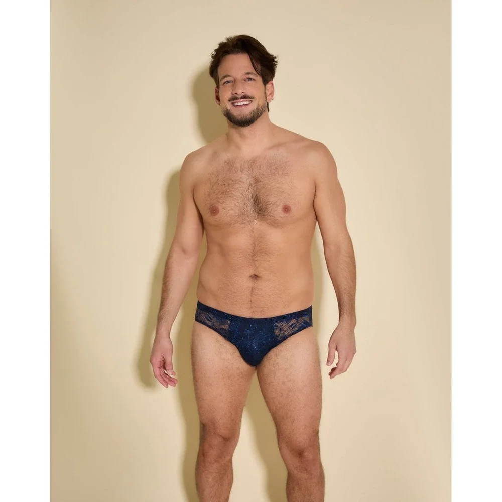 Cosabella Never Say Never Metallic Comfort Micro Brief Men's Nocturnal Blue XL